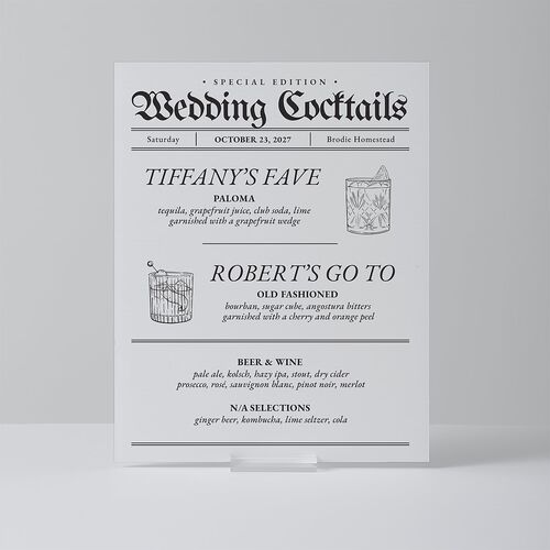 Newspaper Standard Bar Tabletop Sign Small Pure White Standard Outdoor Corrugated S Tabletop Bar
