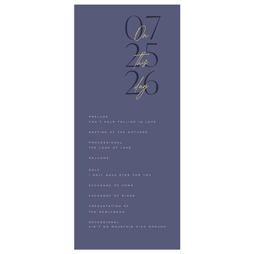 On This Day Wedding Programs Gold Midnight Navy Signature