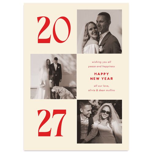 Bold Year Photo Series Holiday Cards Candy Pink Signature Blank Standard