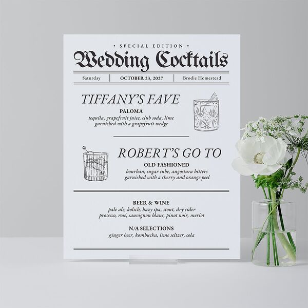 Newspaper Standard Bar Tabletop Sign Small Pure White Standard Indoor Foam Core S Tabletop Bar