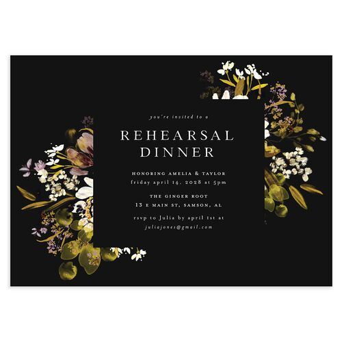 In Bloom Rehearsal Dinner Invitations Charcoal Signature Blank Standard