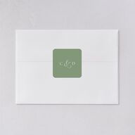 Vintage Bow Wedding Stickers Jewel Green Soft Square