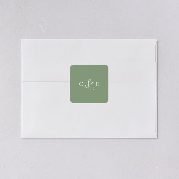 Vintage Bow Wedding Stickers Jewel Green Soft Square