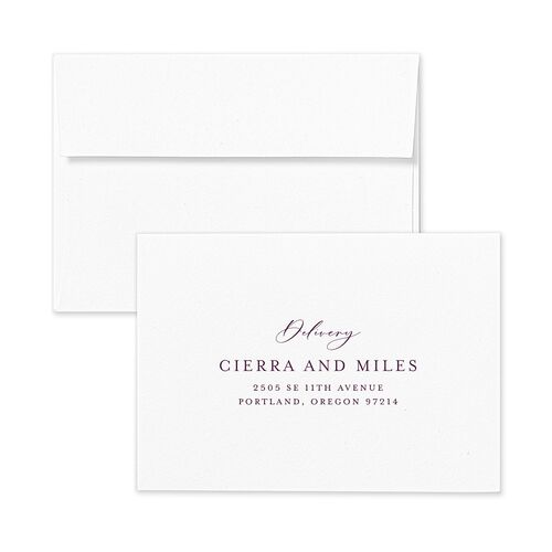 Emerald Forest Response Card Envelopes Terracotta Bordeaux Return Address Signature Standard