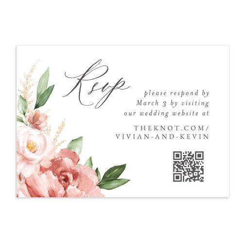 Beloved Floral QR Code RSVP Cards Dusty Rose Signature Standard