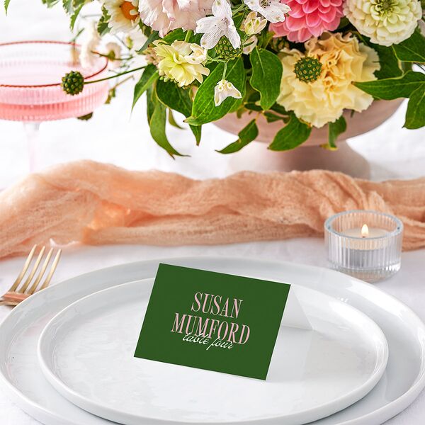 Wavy Frame Photo Place Cards Scottish Green Signature