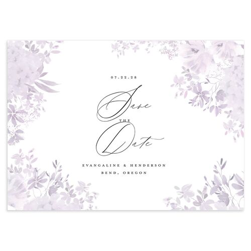 Monochrome Blooms Save the Date Cards Gold Sheer Lilac Signature smooth Blank No