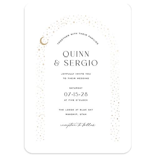 Celestial Arch Wedding Invitations Gold Pure White Signature Blank No Rounded