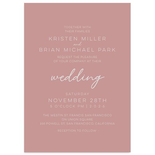 Gold Calligraphy Wedding Invitations Desert Rose Signature Blank No Standard