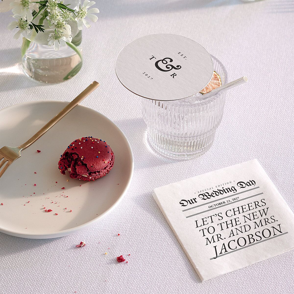Newspaper Coasters Pure White Cardboard Circle