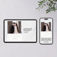 Elegant Frame Digital Save the Date Cards Gold Pure White Dusty Blue Lets Celebrate Standard