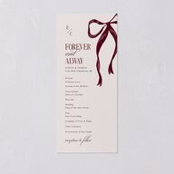 Whimsical Hand Drawn Bow Wedding Programs Burgundy Signature