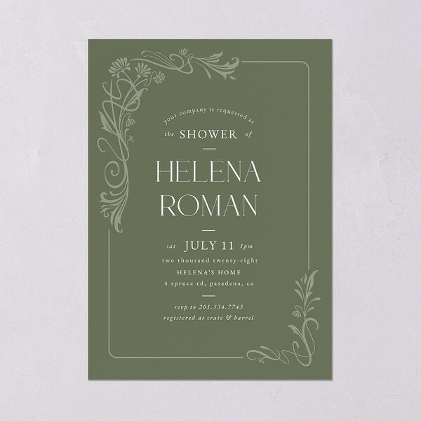 Nouveau Frame Bridal Shower Invitations Dark Camo Signature Blank Standard
