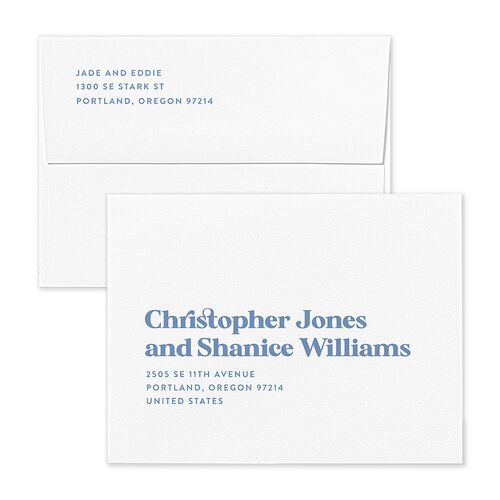 Nostalgic Save the Date Magnet Envelopes White Cornflower Both Recipient and Return Addresses Signature Standard