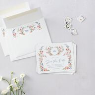 Fairytale Wildflower Crest Save The Date Magnets Pure White Magnet Paper