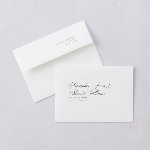 Eternal Love Wedding Invitation Envelopes White Standard Cruise Both Recipient and Return Addresses Signature