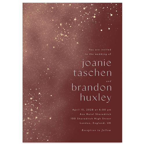 Shimmer Dust Wedding Invitations Gold Merlot Signature Blank No Standard