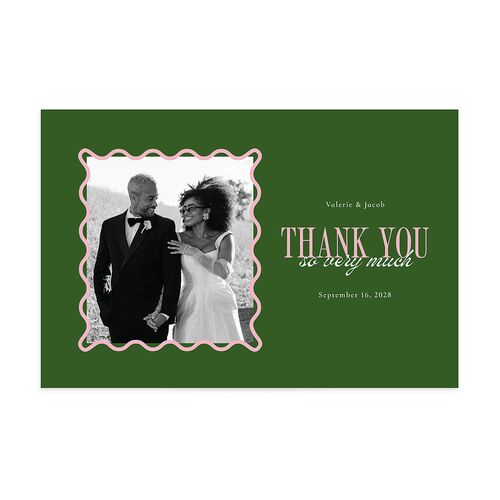 Wavy Frame Photo Thank You Postcards Scottish Green