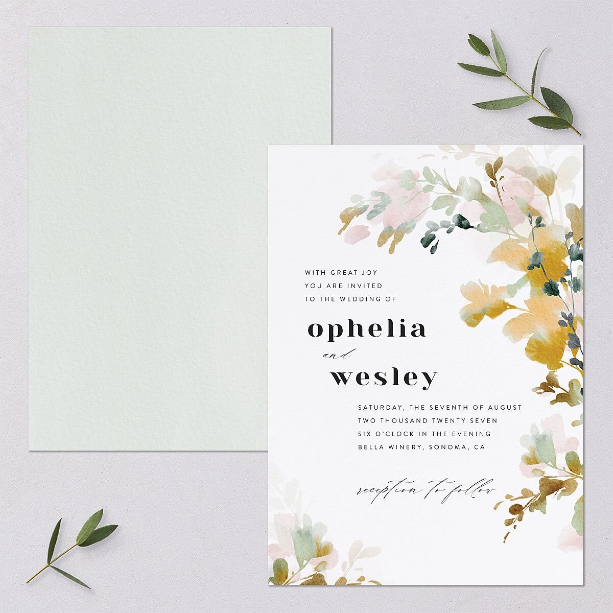 Watercolor Blooms Wedding Invitations Solar Power Signature Blank No Standard