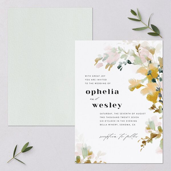 Watercolor Blooms Wedding Invitations Solar Power Signature Blank No Standard