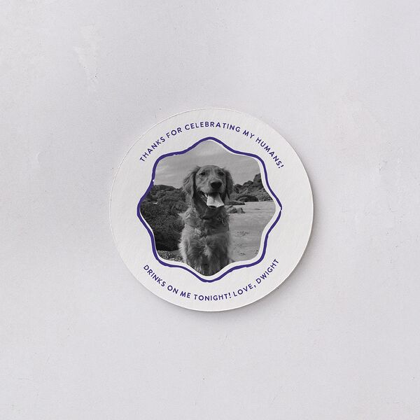 Hand Drawn Wavy Border Wedding Day Coasters Sapphire Cardboard Circle