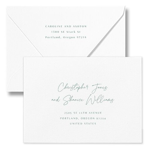 Coastal Love Bridal Shower Invitation Euro Envelopes White Turquoise Return Address Luxe Signature