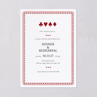 Las Vegas Playing Card Rehearsal Dinner Invitations Jewel Red Signature Blank Standard
