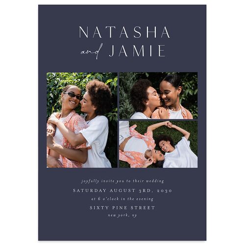 Simple Gallery Wedding Invitations Midnight Navy Signature Blank No Standard