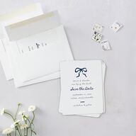 Dainty Bow Save The Date Magnets Navy Magnet Paper