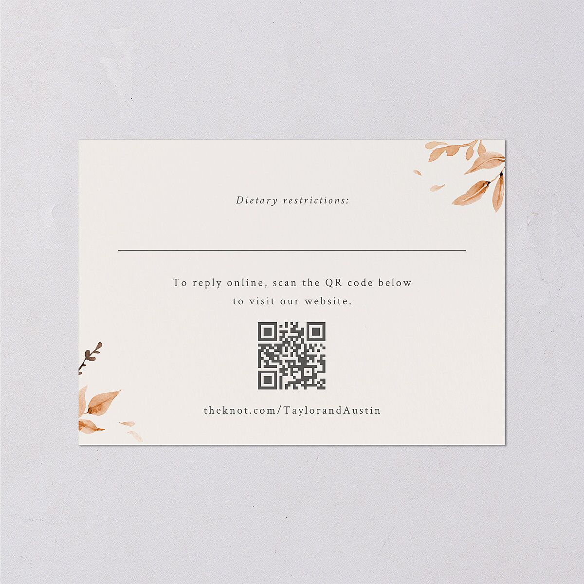 Leafy Garland Foil Wedding Response Cards Gold Champagne Signature Standard