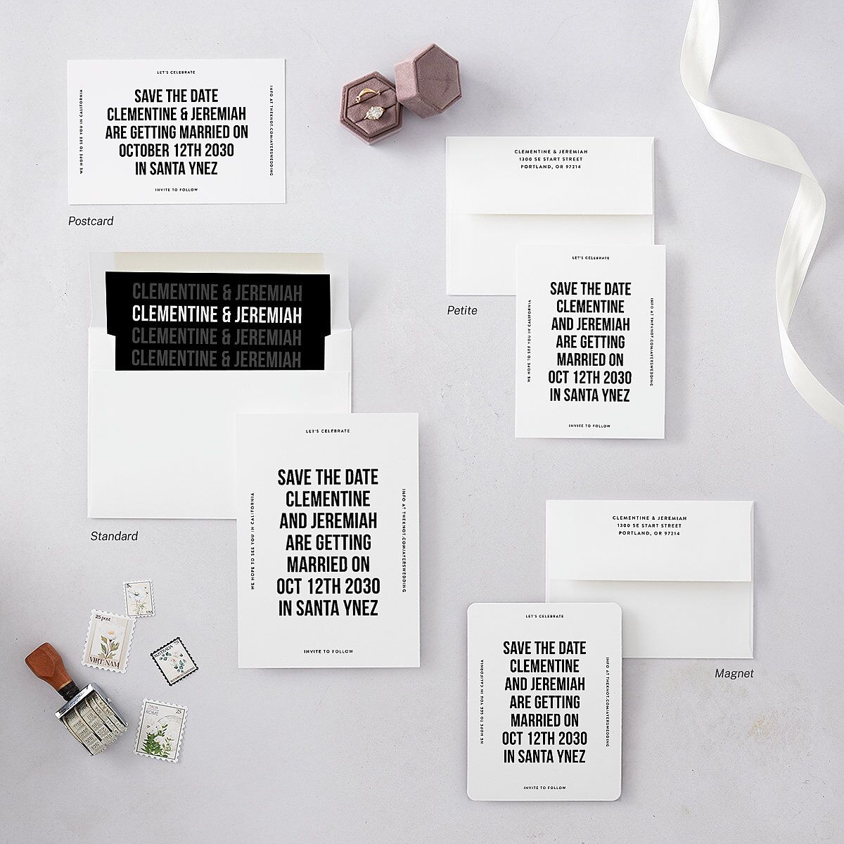 Bold Modern Announcement Save The Date Magnets Pure White Magnet Paper