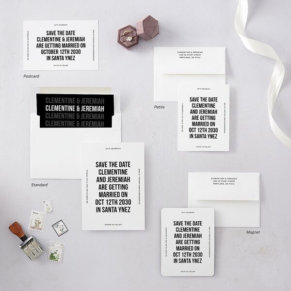 Bold Modern Announcement Save The Date Magnets Pure White Magnet Paper