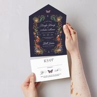 Wild About You All-in-One Wedding Invitations Dark Navy Signature Light Both Recipient and Return Addresses No
