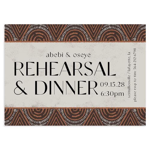 Gilded Sahara Pattern Rehearsal Dinner Invitations Deep Bronze Signature Blank Standard