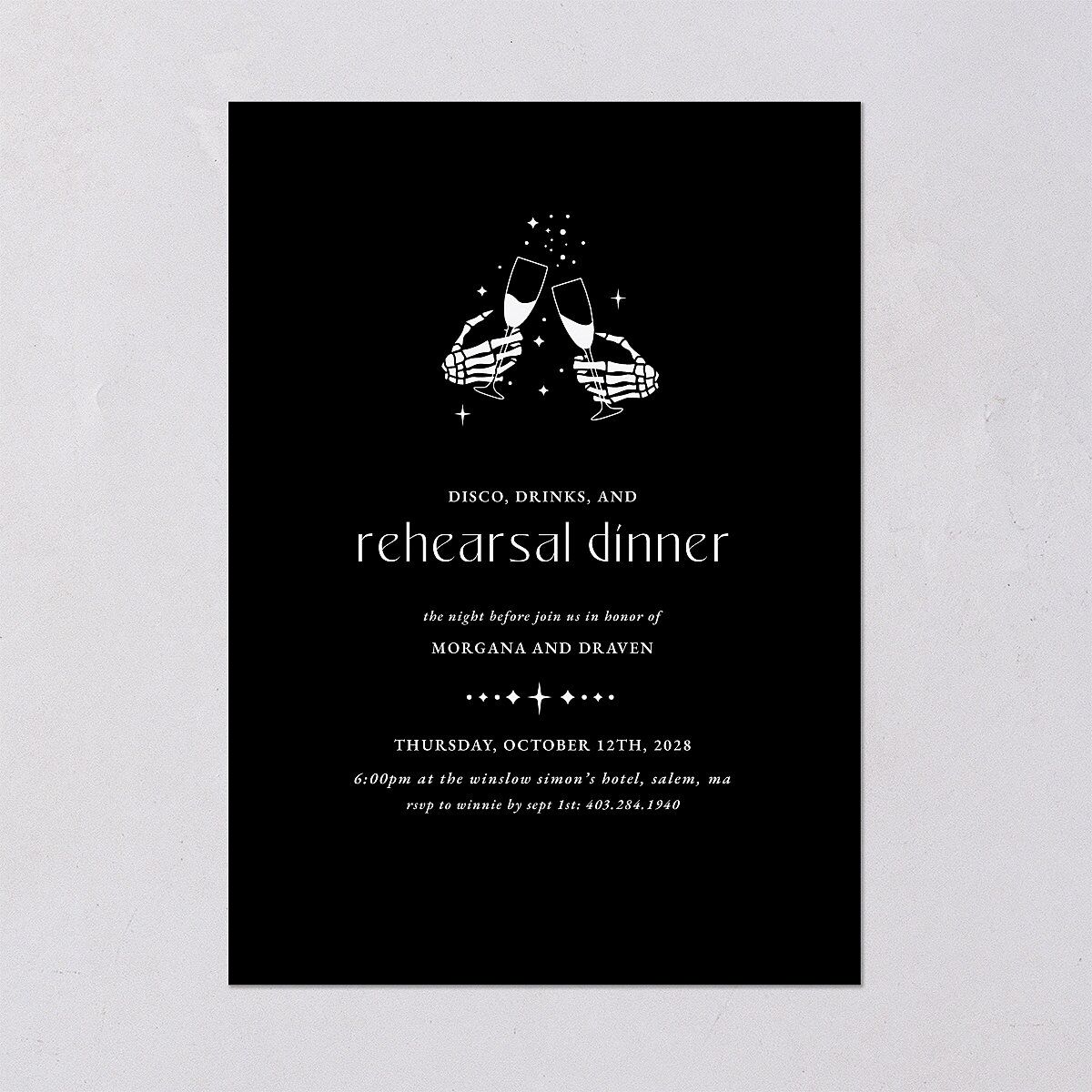 Til Death Do We Disco Rehearsal Dinner Invitations Licorice Signature Blank