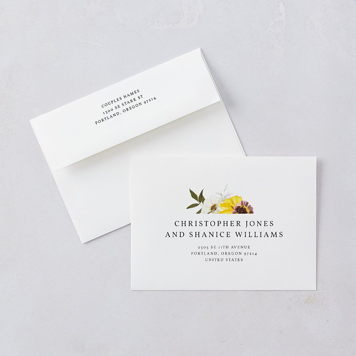 Pressed Flowers Save The Date Cards Sunflower Signature smooth Blank No