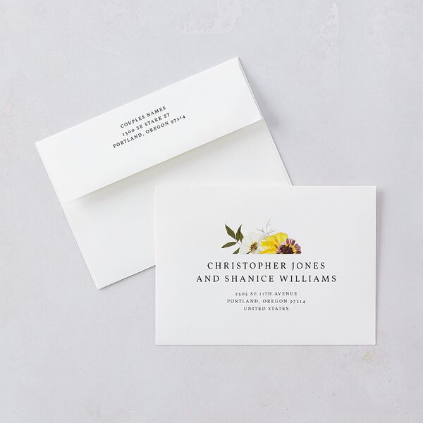 Pressed Flowers Save The Date Cards Sunflower Signature smooth Blank No