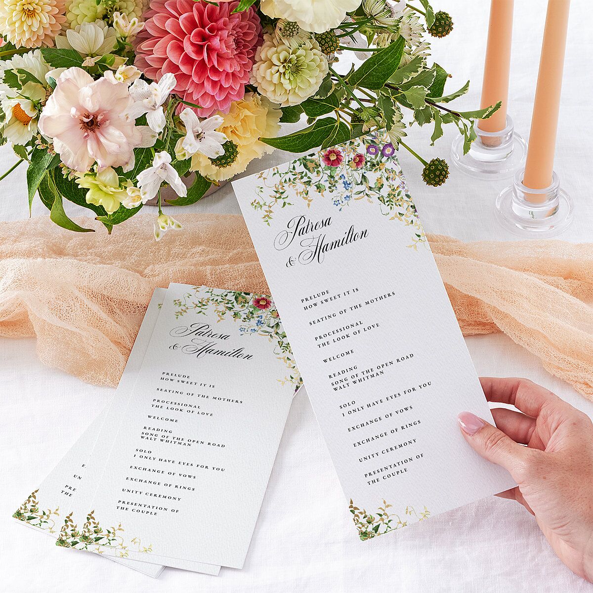 Opulent Garden Foil Wedding Programs — view 3