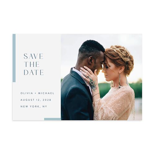 Bar Accent Save The Date Postcards Pastel Blue