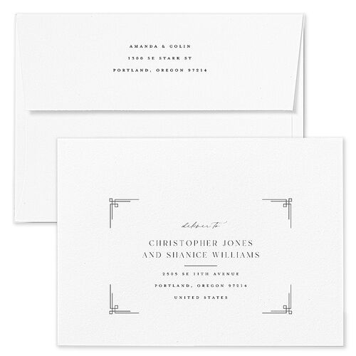 Church Cross Wedding Invitation Envelopes White Medieval Grey Both Recipient and Return Addresses Standard Signature