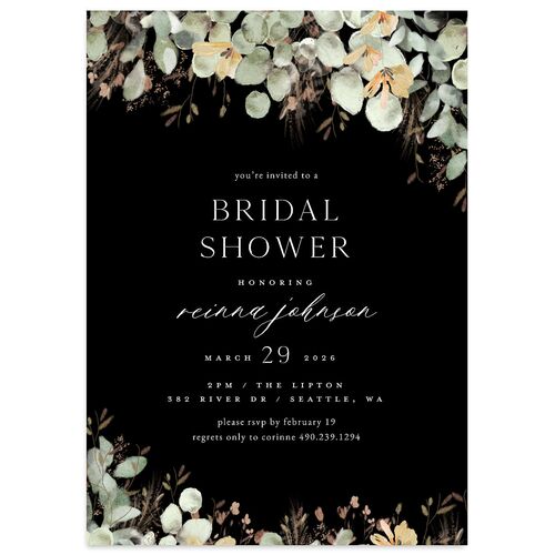 Eucalyptus Edges Bridal Shower Invitations Licorice Signature Blank Standard