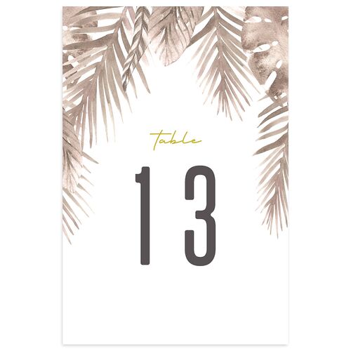 Tropical Leaves Table Numbers Fawn Signature
