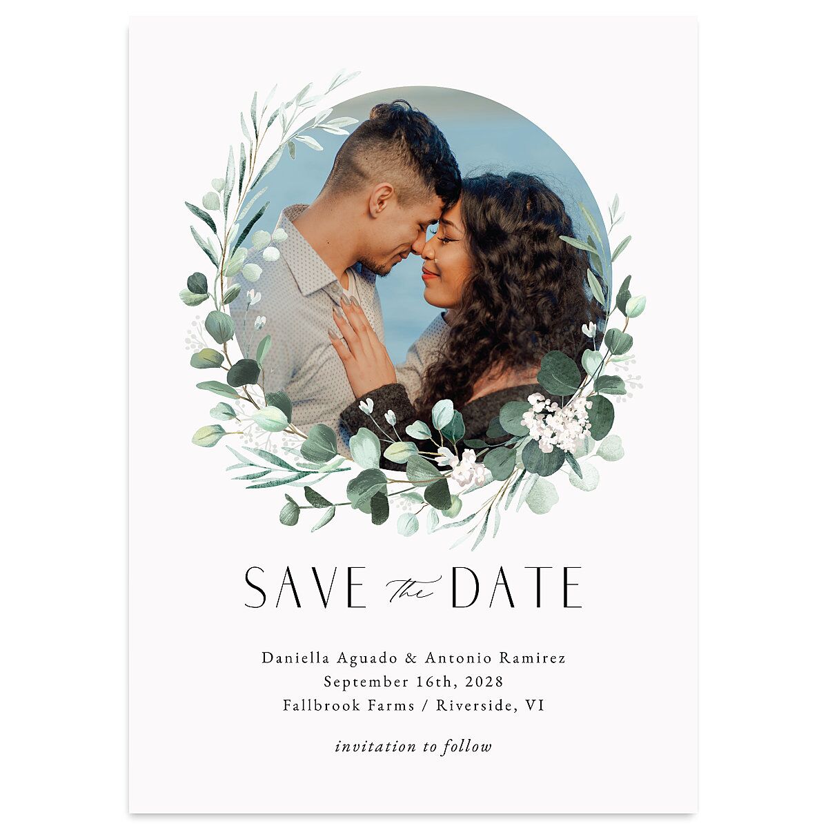 Eucalyptus Hoop Save the Date Cards