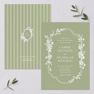 Fairytale Lace Floral Frame Wedding Invitations Moss Signature Blank No Standard