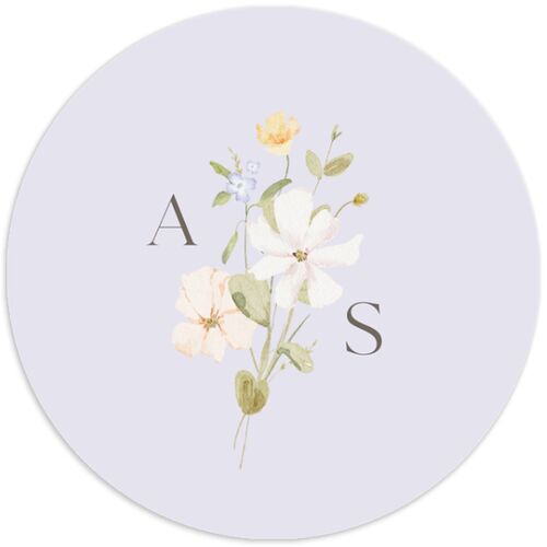 Wildflower Photo Wedding Stickers Lilac Circle