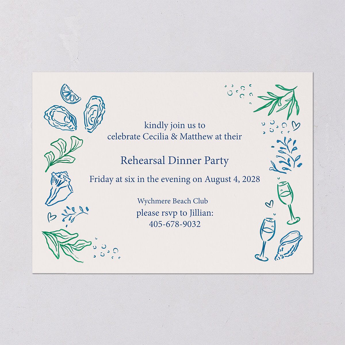 Nautical Border Rehearsal Dinner Invitations — view 2