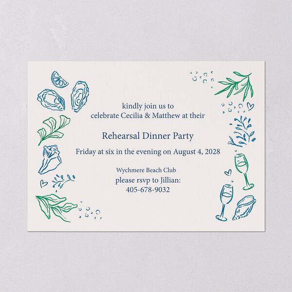 Nautical Border Rehearsal Dinner Invitations French Blue Signature Blank