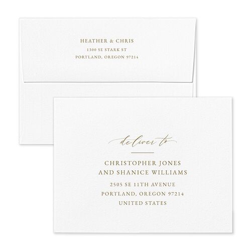 Dusted Calligraphy Thank You Card Envelopes White Amethyst Both Recipient and Return Addresses Signature Standard