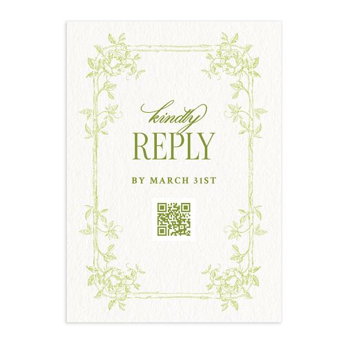 Vintage French Botanical QR Code RSVP Cards Meadow Signature Standard