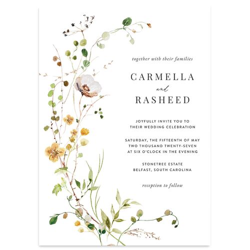 Delicate Wildflower Wedding Invitations Raw Sienna Signature Blank No Standard